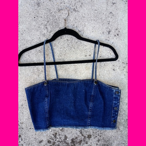 Indigo Blue Tops - Vintage 90s y2k Denim crop top Grunge